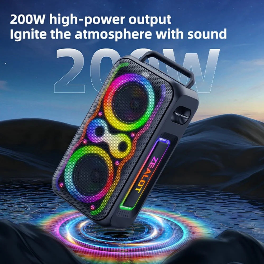 ZEALOT PT21 200W Bluetooth-compatible Speaker 48000mAh RGB Lights Party Sound Outdoor Speaker for KTV Dance - Black - 5