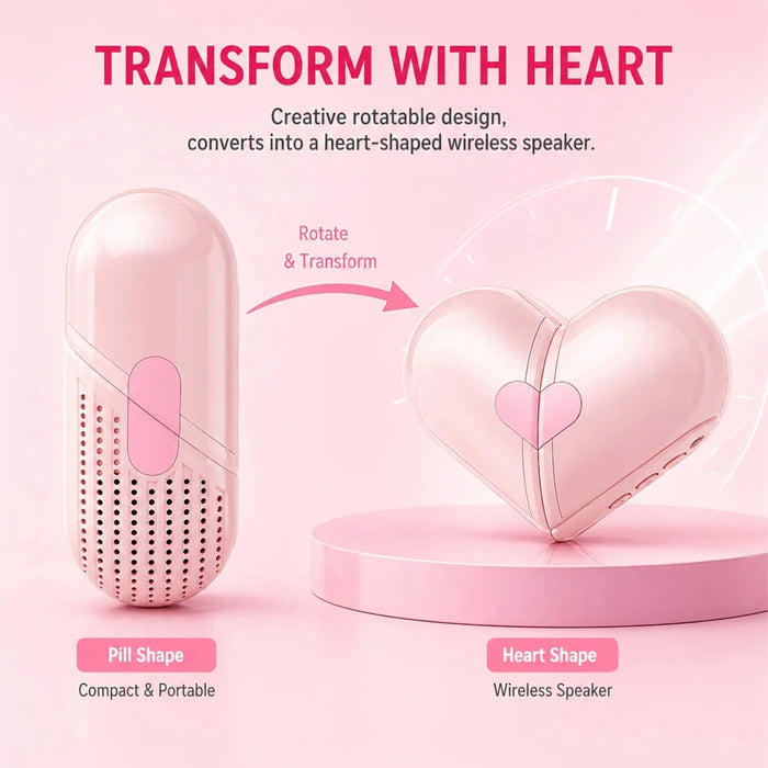 H5 Transformable Heart Shape Bluetooth-compatible Speaker Dual Channel Outdoor Mini Bass Subwoofer - Pink - 2