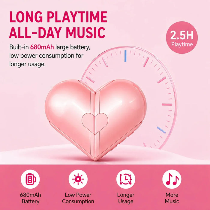 H5 Transformable Heart Shape Bluetooth-compatible Speaker Dual Channel Outdoor Mini Bass Subwoofer - Pink - 3