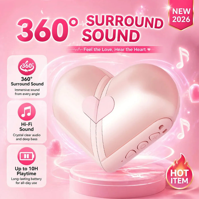 H5 Transformable Heart Shape Bluetooth-compatible Speaker Dual Channel Outdoor Mini Bass Subwoofer - Pink - 5