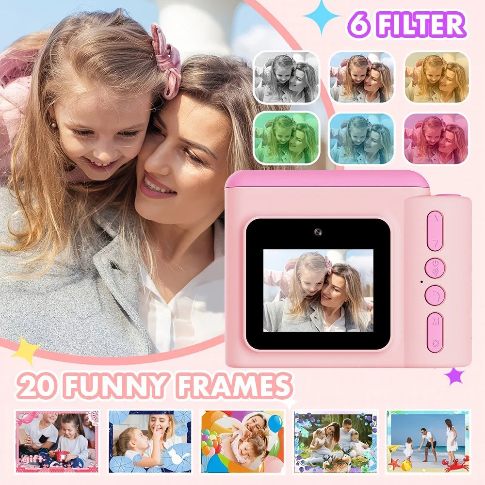 S10 Kids Camera 2.4" HD Dual Lens Instant Print Camera for Children Photography - Pink - 4