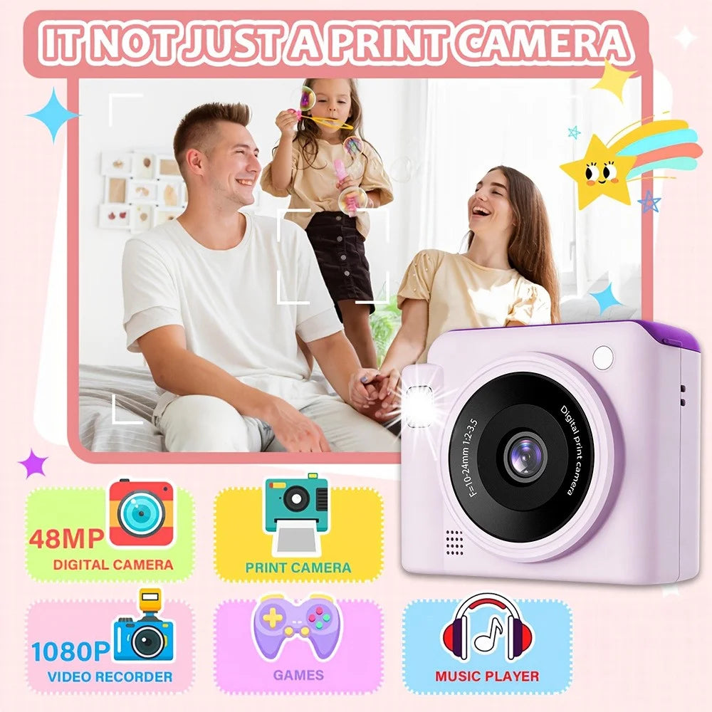 S10 Kids Camera 2.4" HD Dual Lens Instant Print Camera for Children Photography - Pink - 5