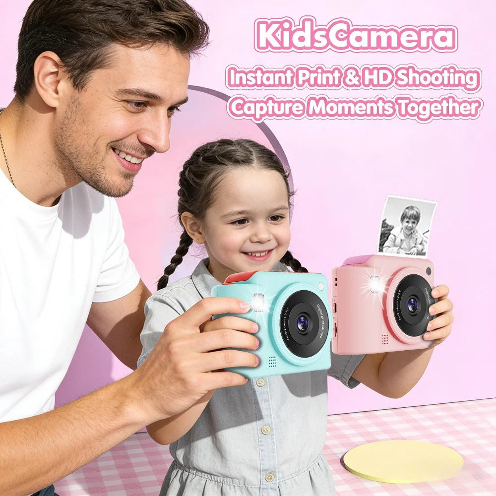 S10 Kids Camera 2.4" HD Dual Lens Instant Print Camera for Children Photography - Pink - 6