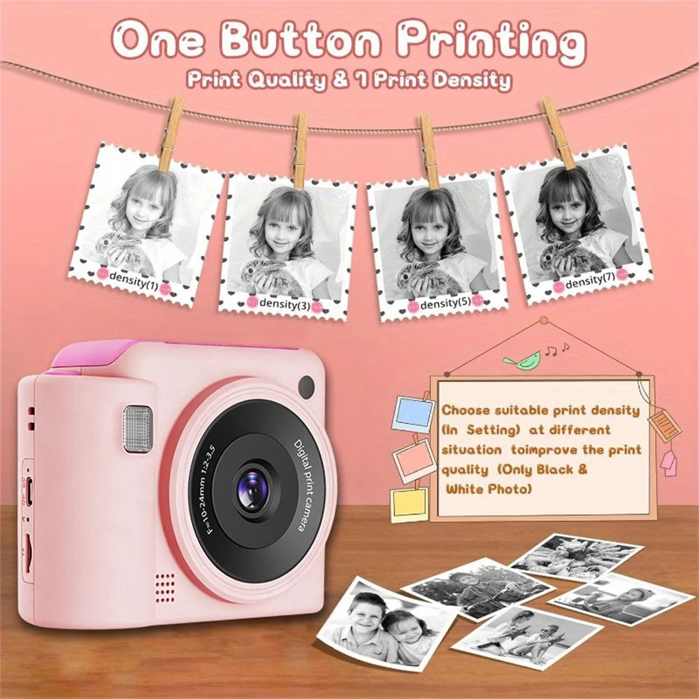 S10 Kids Camera 2.4" HD Dual Lens Instant Print Camera for Children Photography - Pink - 7