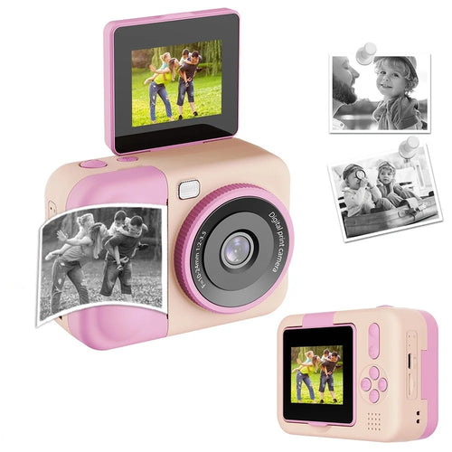 S11 Kids Instant Print Camera with 2.4 Inch Flip Screen 6X Digital Zoom 1080P Video Recorder - Pink - 1
