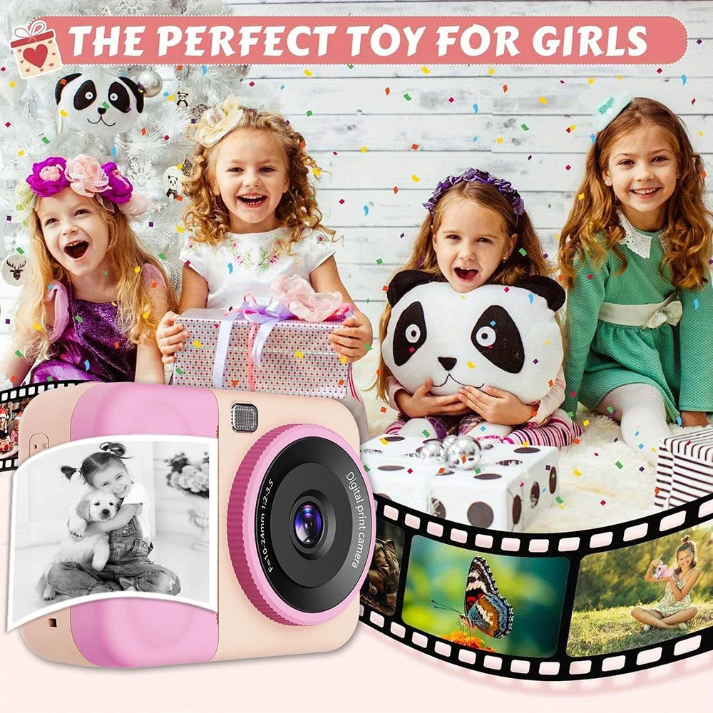 S11 Kids Instant Print Camera with 2.4 Inch Flip Screen 6X Digital Zoom 1080P Video Recorder - Pink - 2