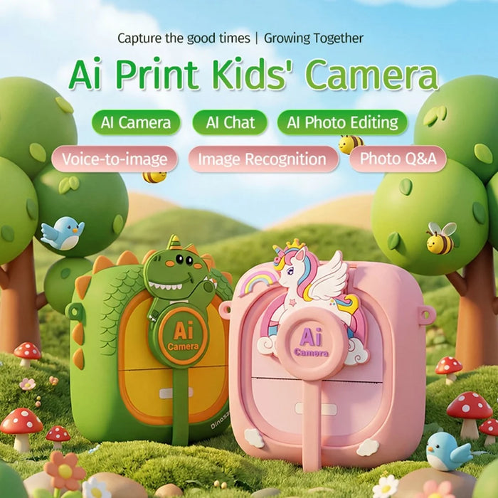 AI-D2 2.4inch AI Smart Voice Camera Instant Print Kids Camera with Learning Assistant - Green - 2