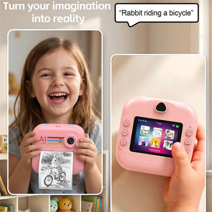 Q5 2.4 Inch AI Voice Instant Camera Thermal Printer Kids Camera Portable Photo Printer - Pink - 5
