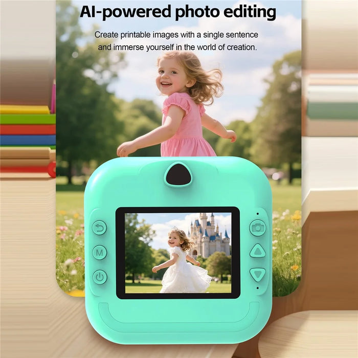 Q5 2.4 Inch AI Voice Instant Camera Thermal Printer Kids Camera Portable Photo Printer - Pink - 6