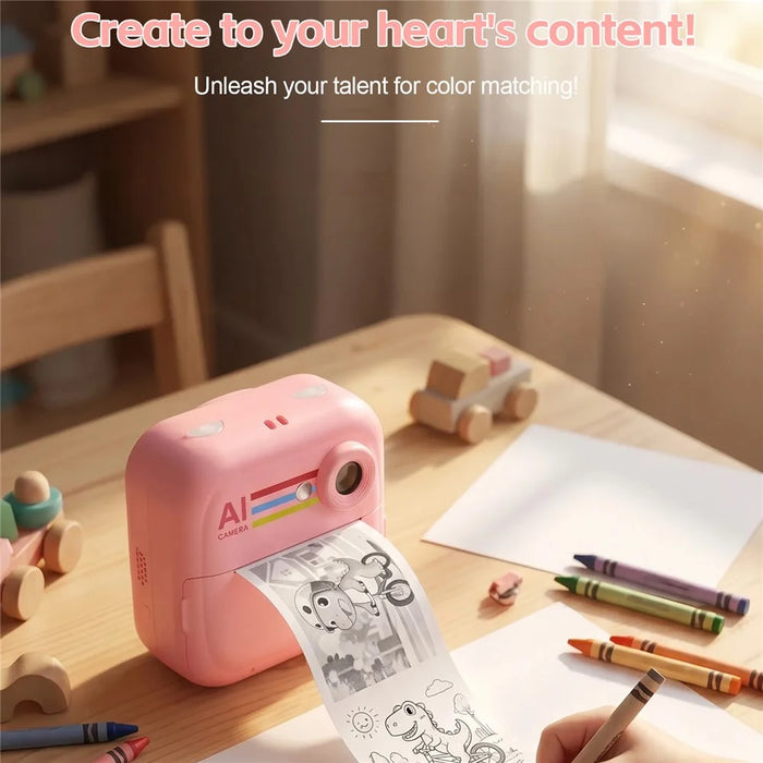 Q5 2.4 Inch AI Voice Instant Camera Thermal Printer Kids Camera Portable Photo Printer - Pink - 7