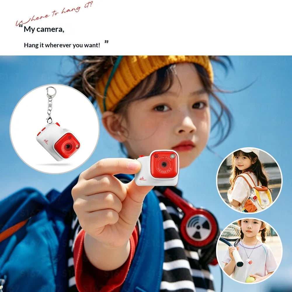S167 Mini 2MP 1080P HD Digital Camera for Kids Photography with LED Flash and Lanyard, without TF Card - White - 6