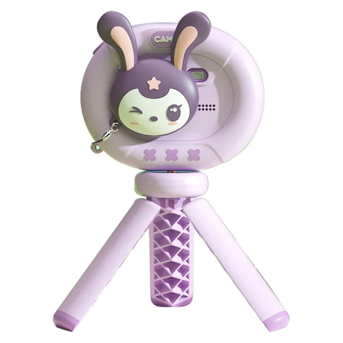 K62 2.4" Flip-Up HD Screen Children Camera Photo / Video Portable Mini Camera with 16G Memory Card, Tripod Stand, Lanyard - Rabbit - 1