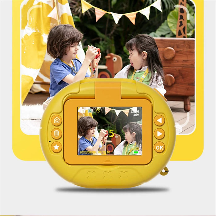 K62 2.4" Flip-Up HD Screen Children Camera Photo / Video Portable Mini Camera with 16G Memory Card, Tripod Stand, Lanyard - Rabbit - 4