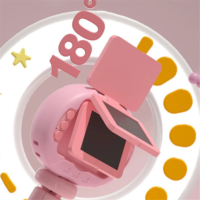 K62 2.4" Flip-Up HD Screen Kids Camera with Tripod Stand, Lanyard Portable Mini Camera for Taking Photos, Videos - Cat - 3