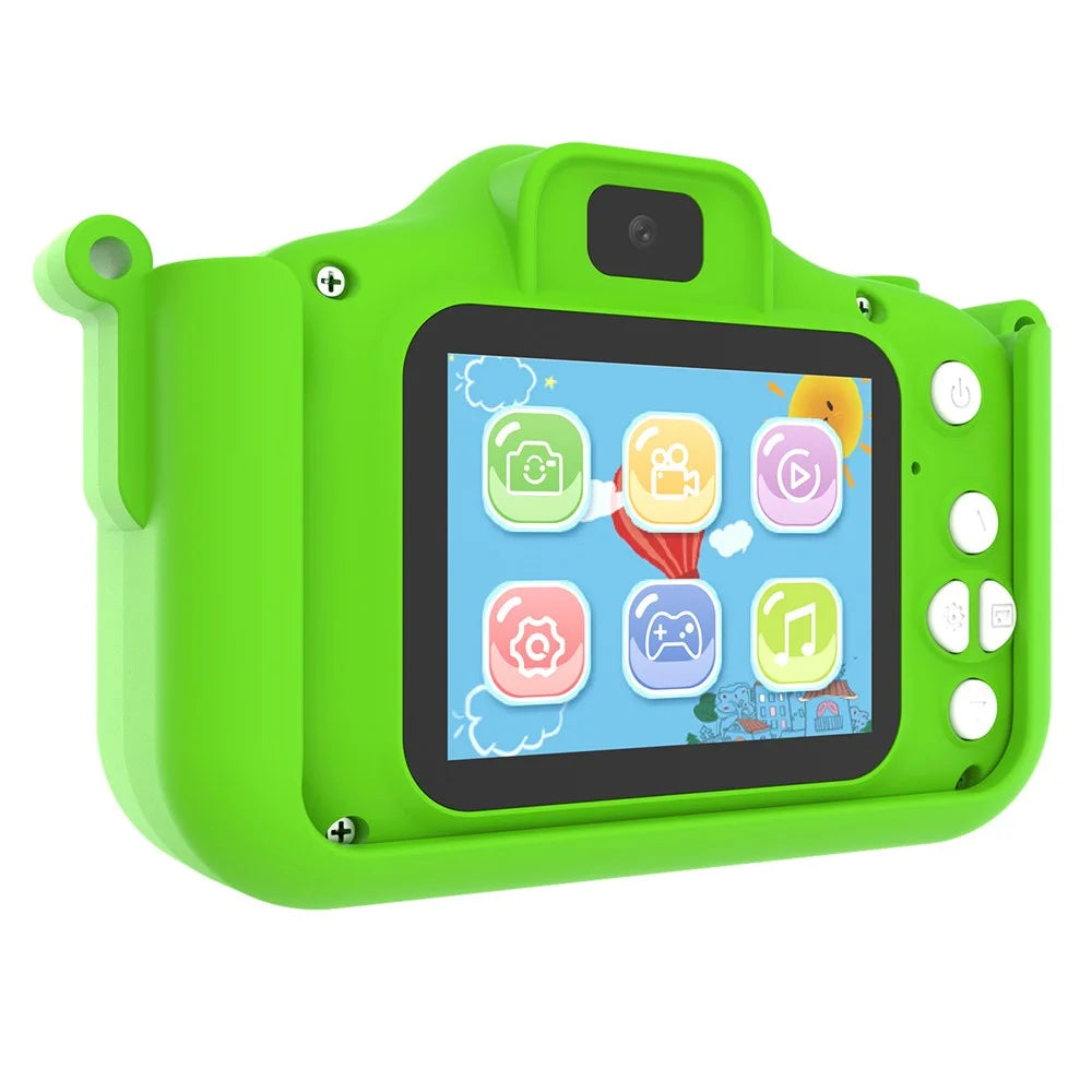 X12S Kids Camera 2.0 Inch IPS Screen Cartoon Dragon Video Recorder Cam, 32G TF Card+Card Reader (CE Certified) - Green - 2