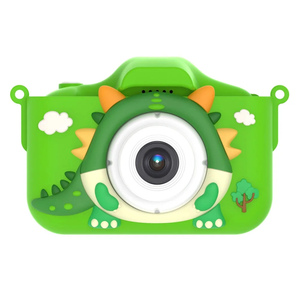 X12S Kids Camera 2.0 Inch IPS Screen Cartoon Dragon Video Recorder Cam, 32G TF Card+Card Reader (CE Certified) - Green - 3