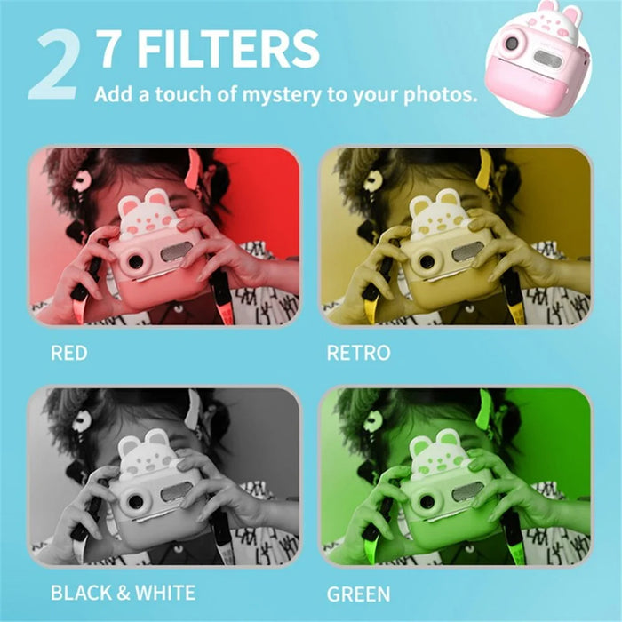 KOOOL K64 Children HD Dual Lenses Instant Camera for Photography and Video Recording - Bear - 4