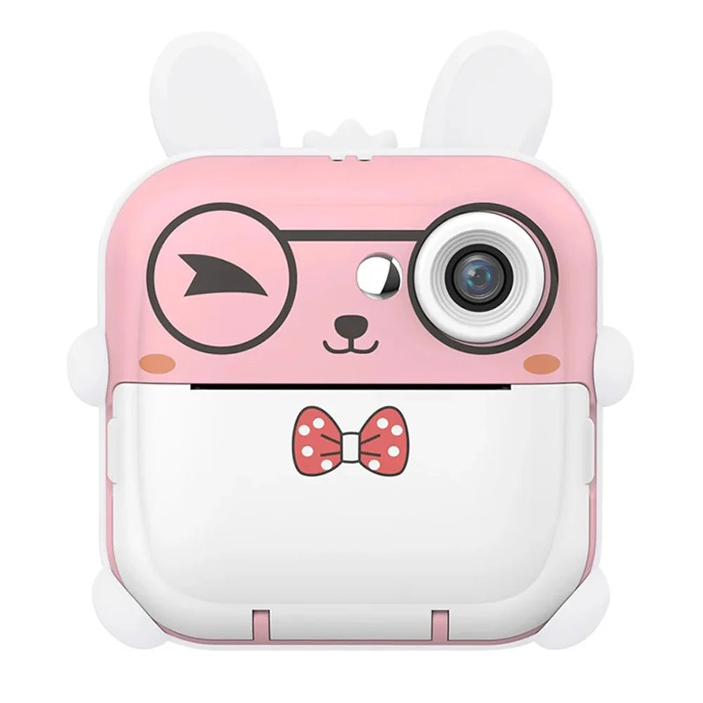 Q5 2.4 Inch Kids Camera Cartoon Design Instant Print Photo Mini Digital Video Camera - Pink Rabbit - 1