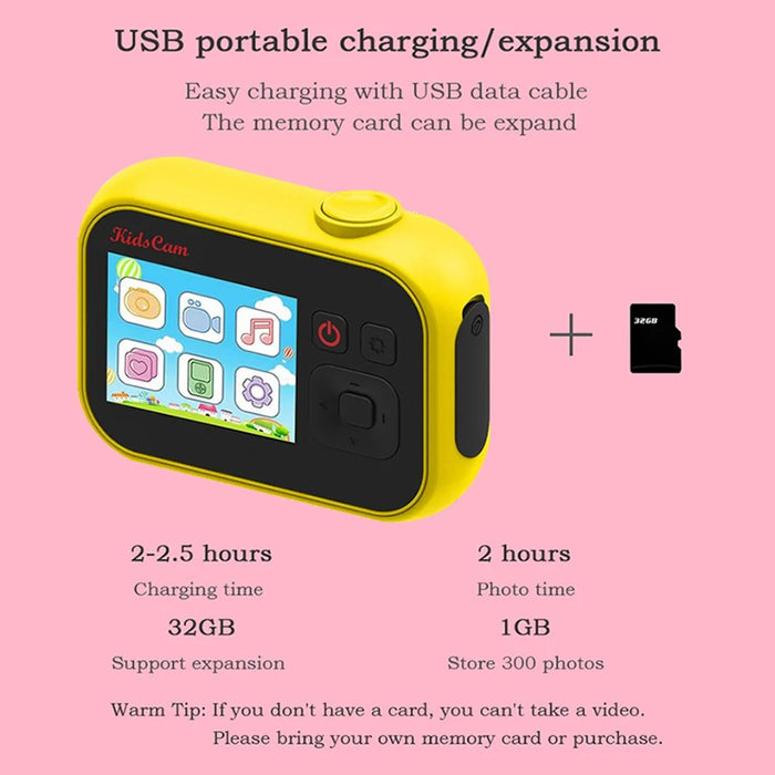 UL-1219a Mini 2-Inch Screen Kid's Educational Camera Children Video Camera Toy - Red - 6