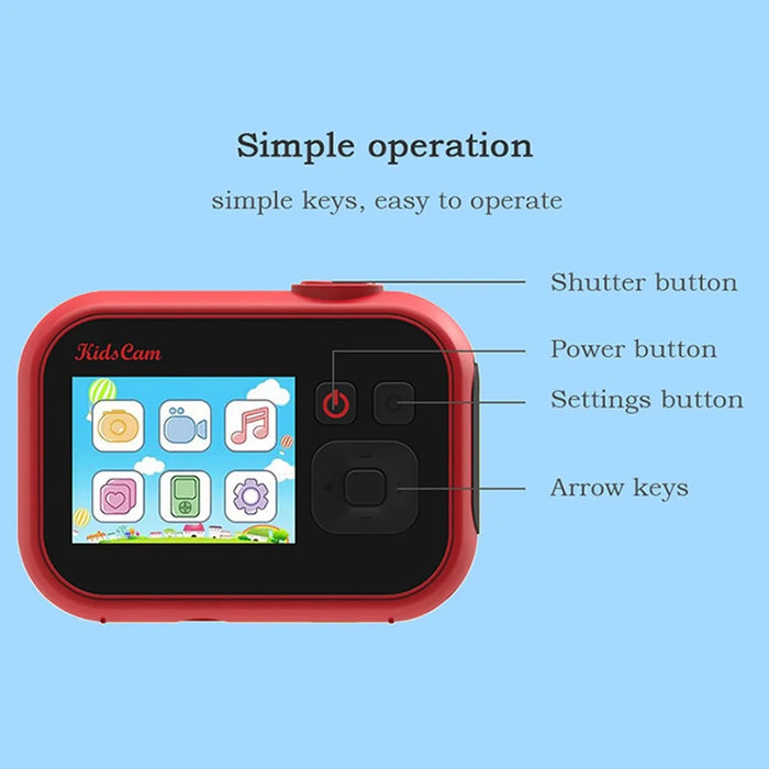 UL-1219a Mini 2-Inch Screen Kid's Educational Camera Children Video Camera Toy - Red - 7