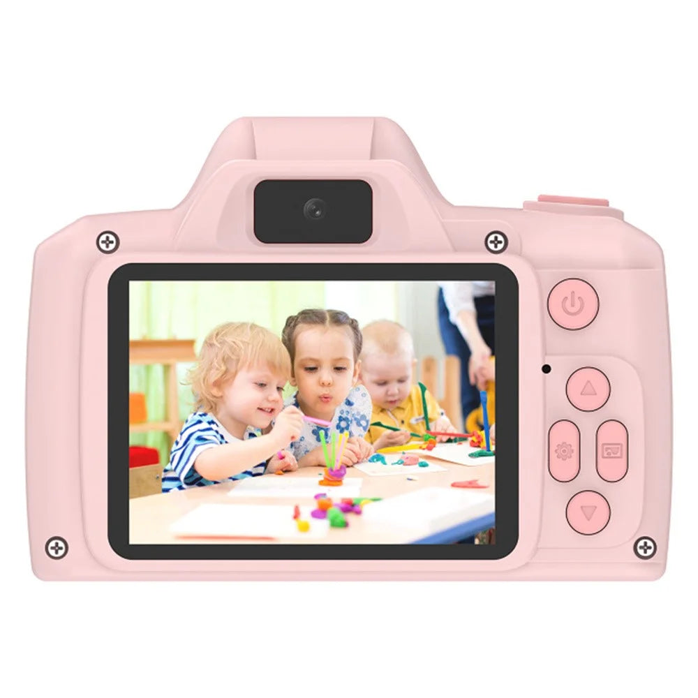 H10 2.4-inch IPS Screen Long Lens Kids Camera Rechargeable Dual Lens HD Camera Toy - Pink - 2