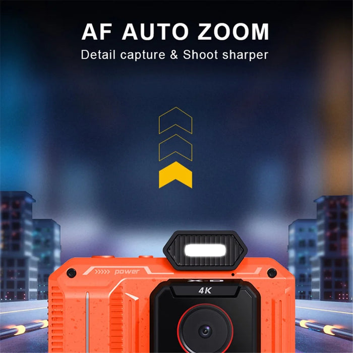 D52 2.88-inch IPS Screen Vintage Digital Camera 18x Zoom Auto Focus Video Camera - Orange - 6