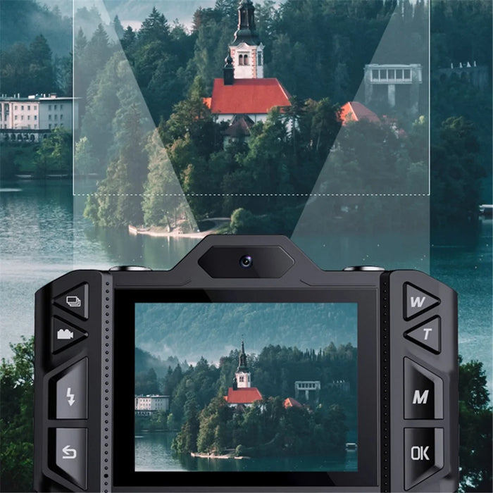 D51 Vintage Digital Camera 2.88-inch IPS Screen 18x Zoom Auto Focus Video Camera - Black - 7