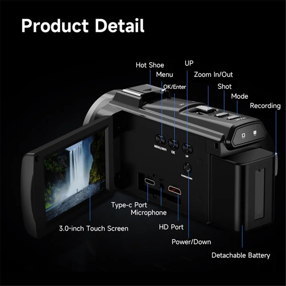 HDV-255K HD 5K Outdoor Sports DV Action Camera Handheld Anti-Shake Digital Camera - US Plug - 3