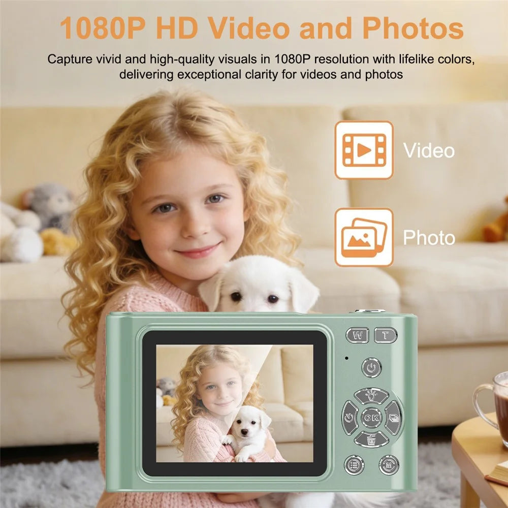 H15 Retro CCD Camera 16X Digital Zoom 1080P HD Video Recording Digital Camera with 2.4 Inch IPS Screen - Green - 2