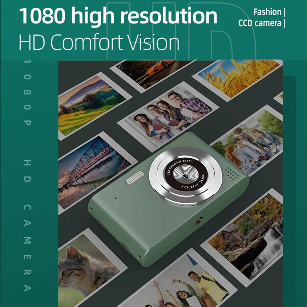 H15 Retro CCD Camera 16X Digital Zoom 1080P HD Video Recording Digital Camera with 2.4 Inch IPS Screen - Green - 6