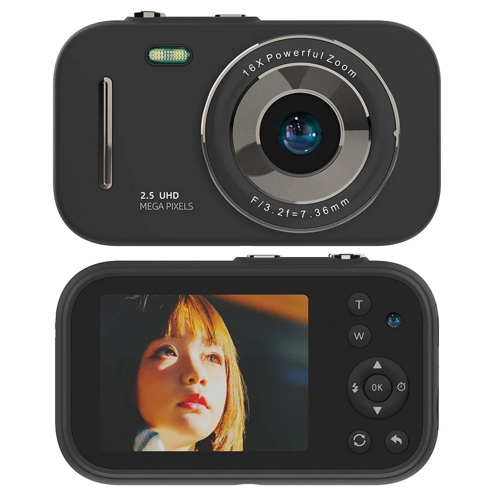 H17 2.8-inch IPS Screen Digital Camera HD Dual Lens CCD Camera with 32G TF Card + Card Reader - Black - 1