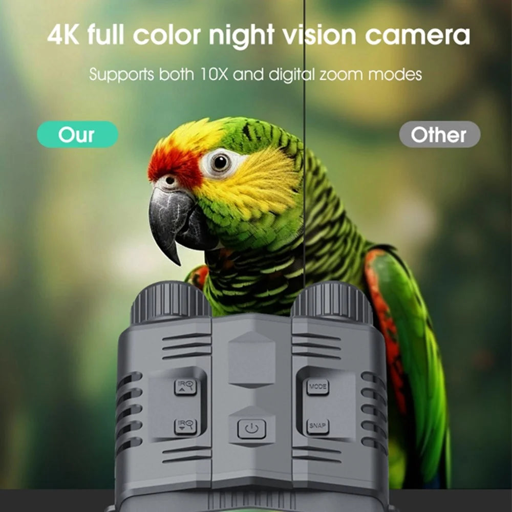 N003 Night Vision Goggles for Hunting, Full Color 4K HD Video WiFi Infrared Binoculars with 3.2 inch Screen - 3