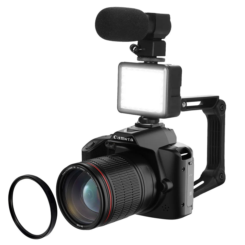 D5 HD WiFi Digital Camera with Light, Holder, Mic, Lens 4K Dual Lens Night Vision DV Camcorder - 1