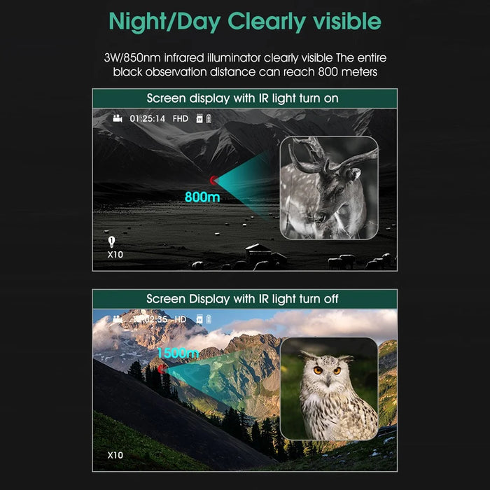 R11 Day Night Dual-Use All-Black Visible Photo Video Recording Portable HD Night Vision Monocular - 7
