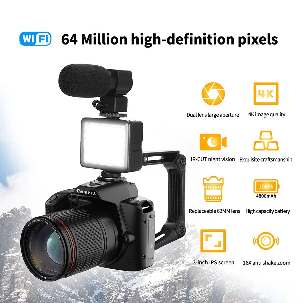D5 HD WiFi Digital Camera 4K Dual Lens Night Vision DV Camcorder, Standard Version - 2
