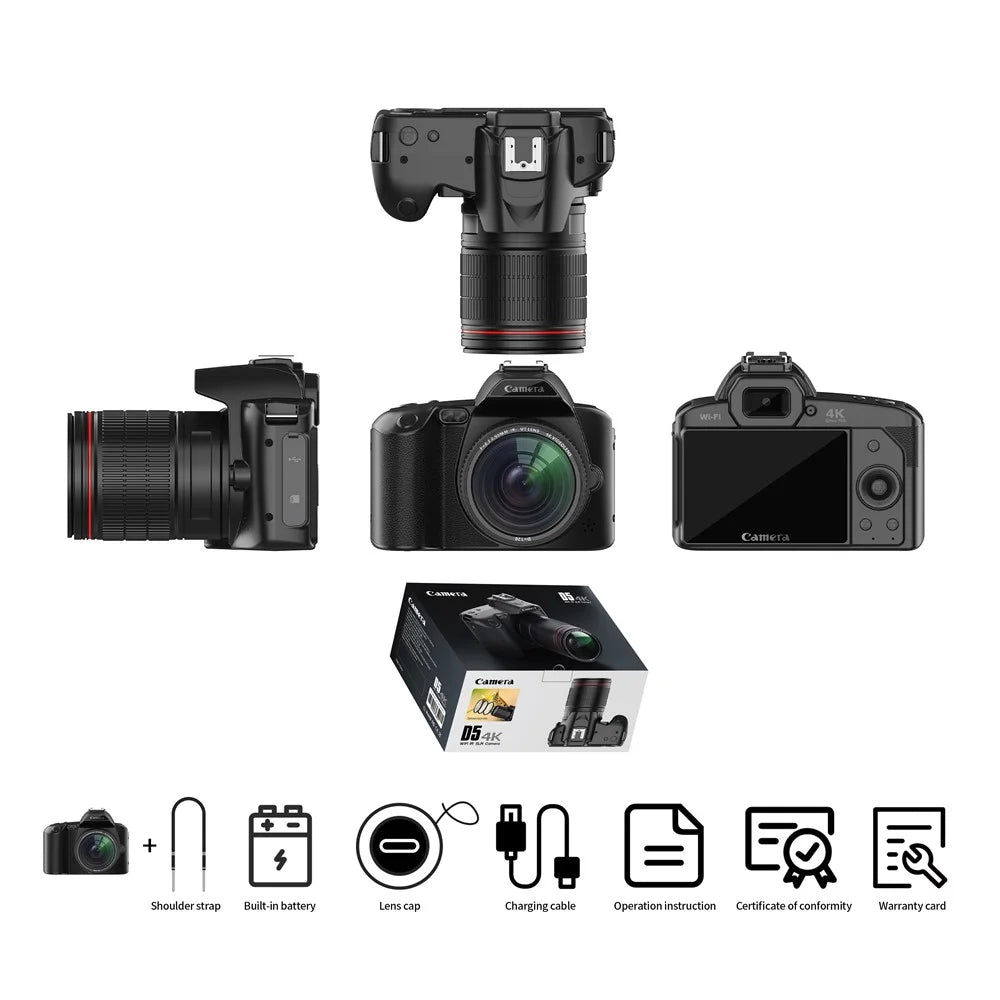 D5 HD WiFi Digital Camera 4K Dual Lens Night Vision DV Camcorder, Standard Version - 6