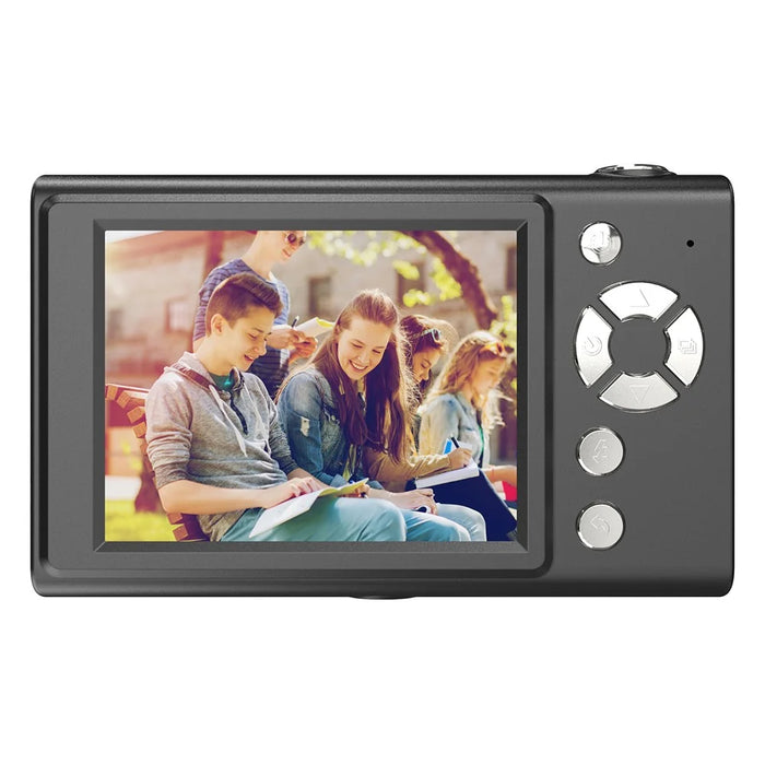 H12 Portable 2.8-inch IPS Screen Digital Camera Student HD CCD Camera with 32G TF Card + Card Reader - Black - 3
