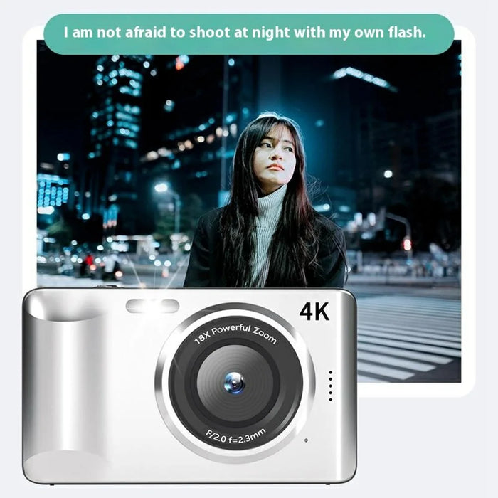 FC001 2.8-inch IPS Screen Digital Camera Student HD CCD Camera (No Memory Card) - White - 2