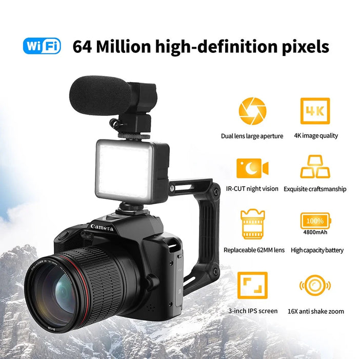 D5 4K Dual Lens Digital Camera HD WiFi Night Vision DV Camcorder with Microphone - 2