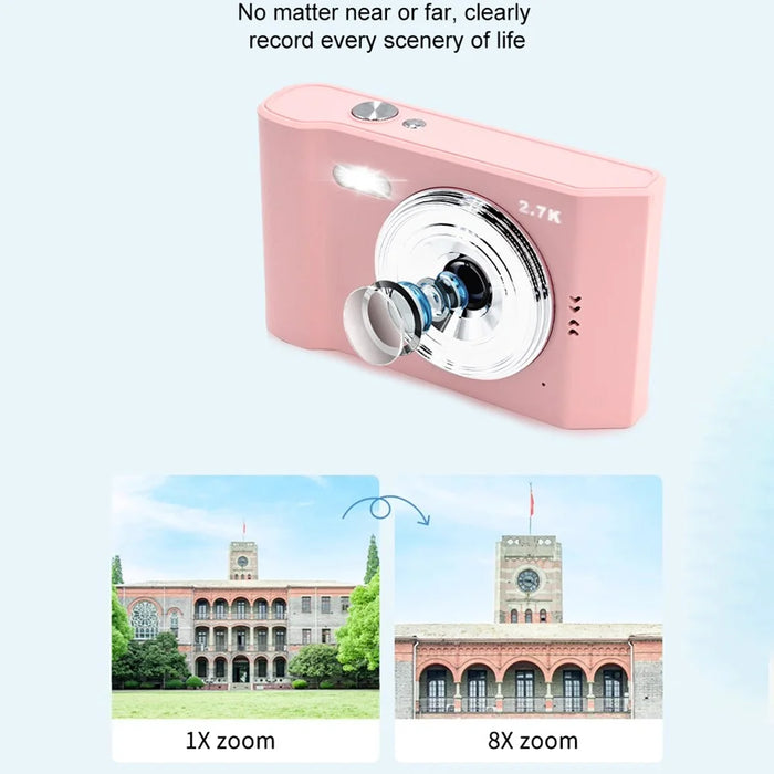 AC06C Students 2.8 Inch CCD Retro Digital Camera HD 16X Zoom 48MP Video Recorder - Pink - 4