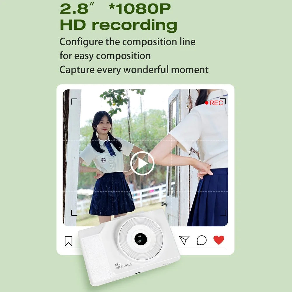 H13 2.8 Inch Flip Screen CCD Digital Camera Built-In Fill Light HD Video Recorder with 32G TF Card and Card Reader - Green - 7