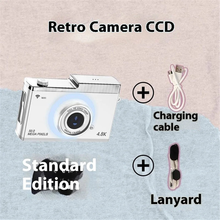 Y5 2.4 Inch HD Dual Lens Retro Digital CCD Camera Video Recording 8X Zoom Camera - White - 2