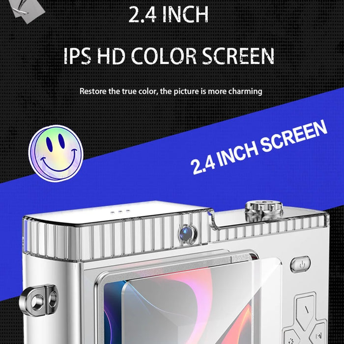 Y5 2.4 Inch HD Dual Lens Retro Digital CCD Camera Video Recording 8X Zoom Camera - White - 6