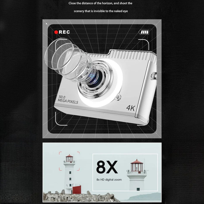 Y5 2.4 Inch HD Dual Lens Retro Digital CCD Camera Video Recording 8X Zoom Camera - White - 7