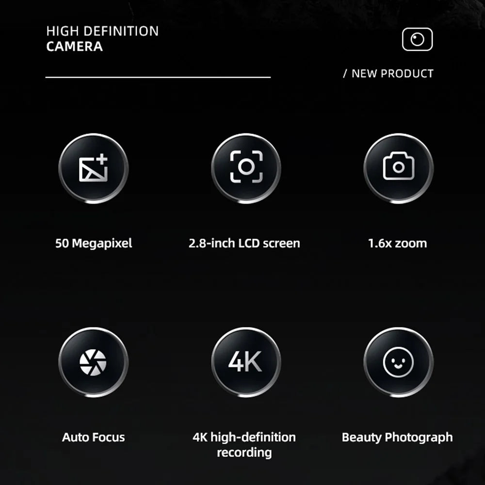 M06 2.8 Inch Digital Camera HD Video Recorder 16X Zoom Retro CCD Camera with 64G TF Card + Card Reader - Black - 2