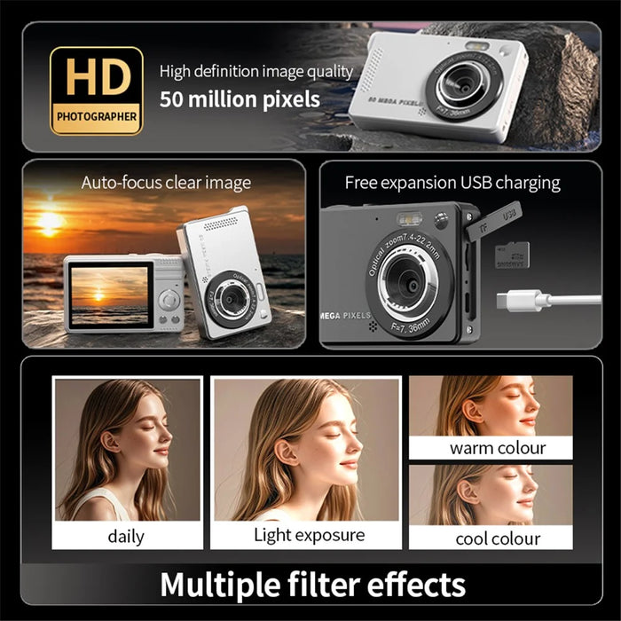 M08 2.8 Inch Compact CCD Digital Camera Auto Focus 1080P Video Recorder without TF Card - Black - 4