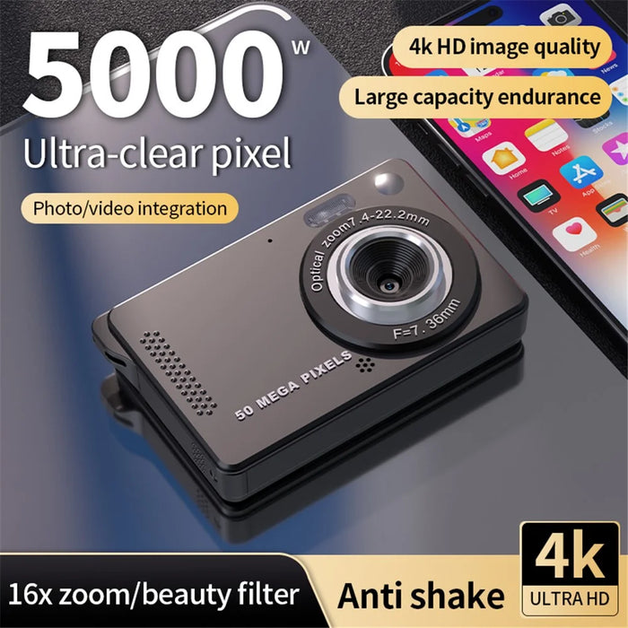 M08 2.8 Inch Compact CCD Digital Camera Auto Focus 1080P Video Recorder with 64G TF Card + Card Reader - Black - 2