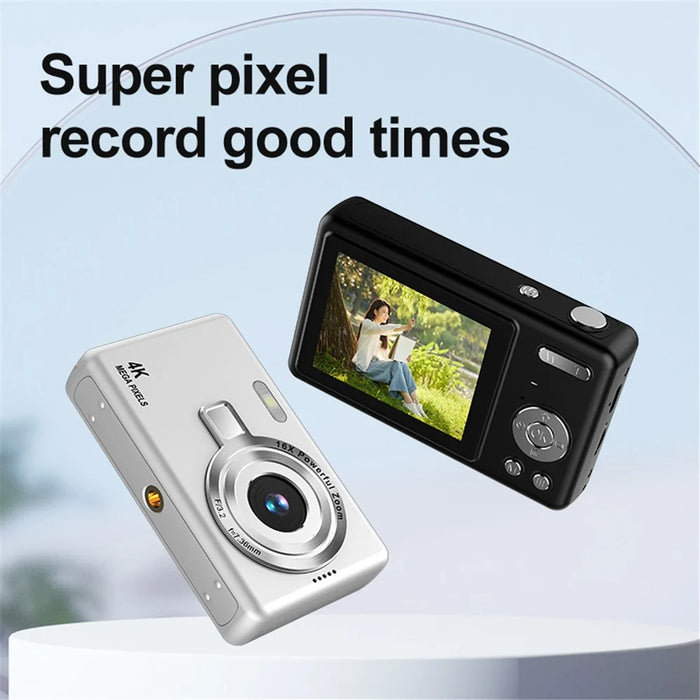 Q12 2.4 Inch HD Digital Camera 4K Video Recording CCD Sensor with 64GB Memory and Card Reader - Black - 3
