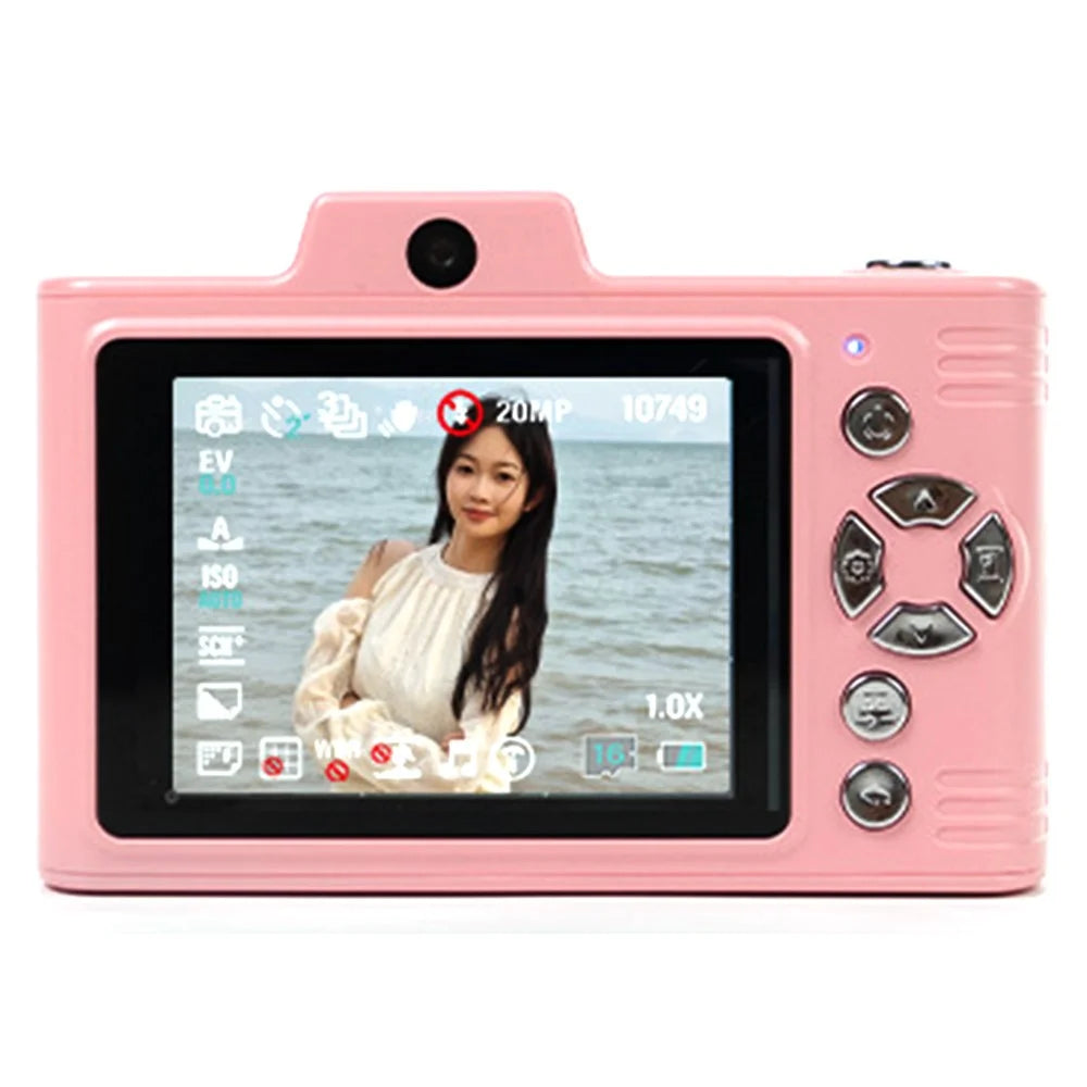 H8S 2.8 Inch Digital Camera HD Dual Lens Video Recording CCD Camera with 64G TF Card + Card Reader - Pink - 1