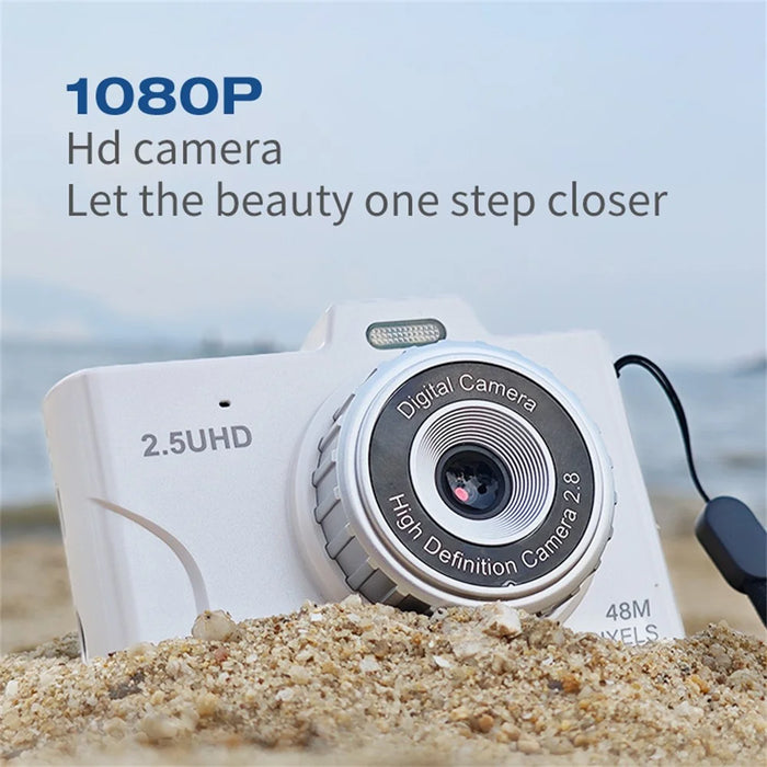 H8S 2.8 Inch Digital Camera HD Dual Lens Video Recording CCD Camera with 64G TF Card + Card Reader - Pink - 3